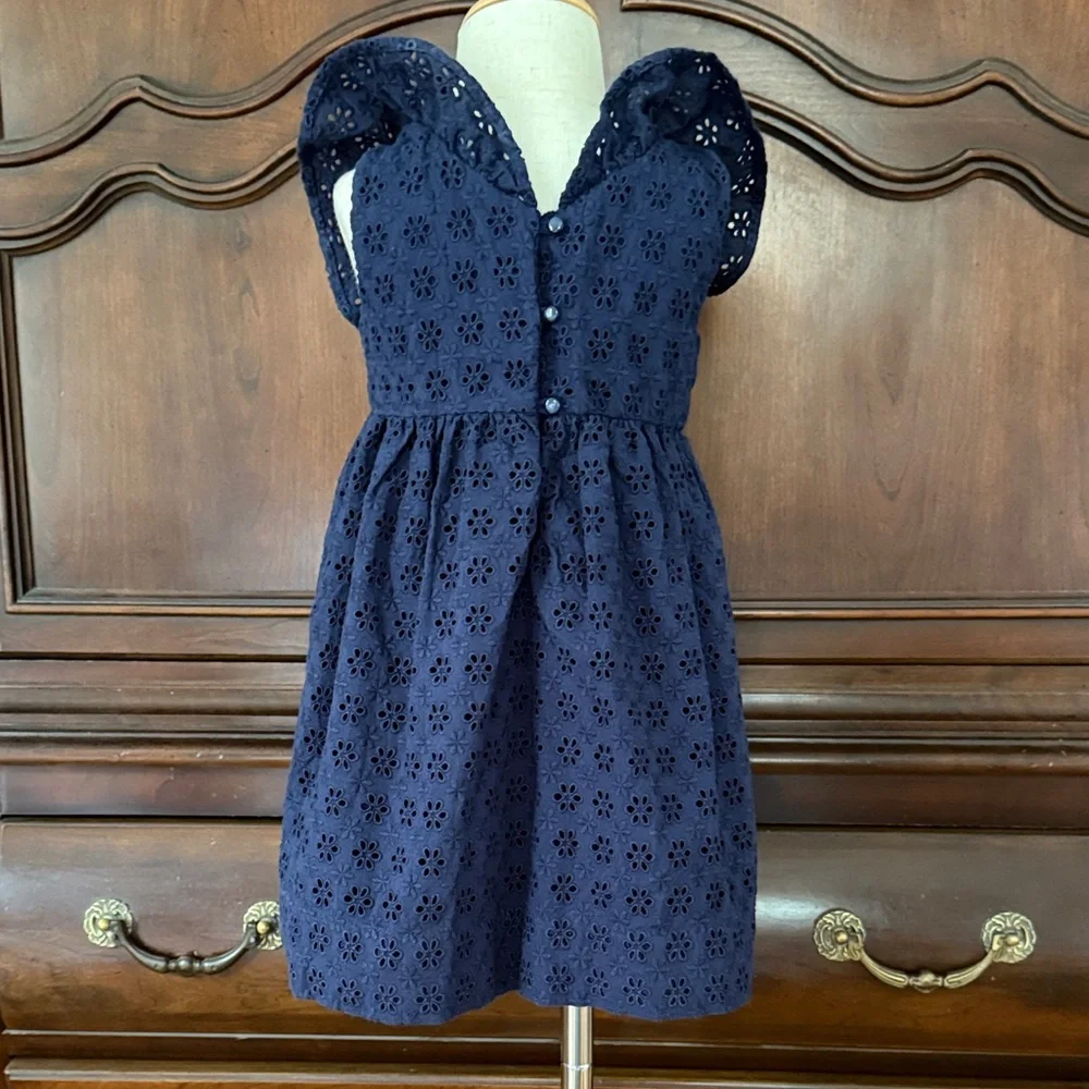 Ralph Lauren Toddler Girls Navy Eyelet Puff Sleeve Dress 24M Cotton Summer